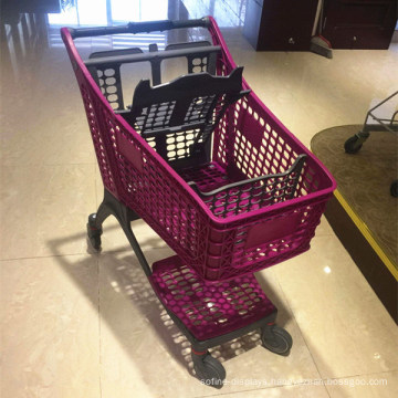 China Manufacturer Supermarket Full Plastic Folding Shopping Trolleys/Cart/Basket